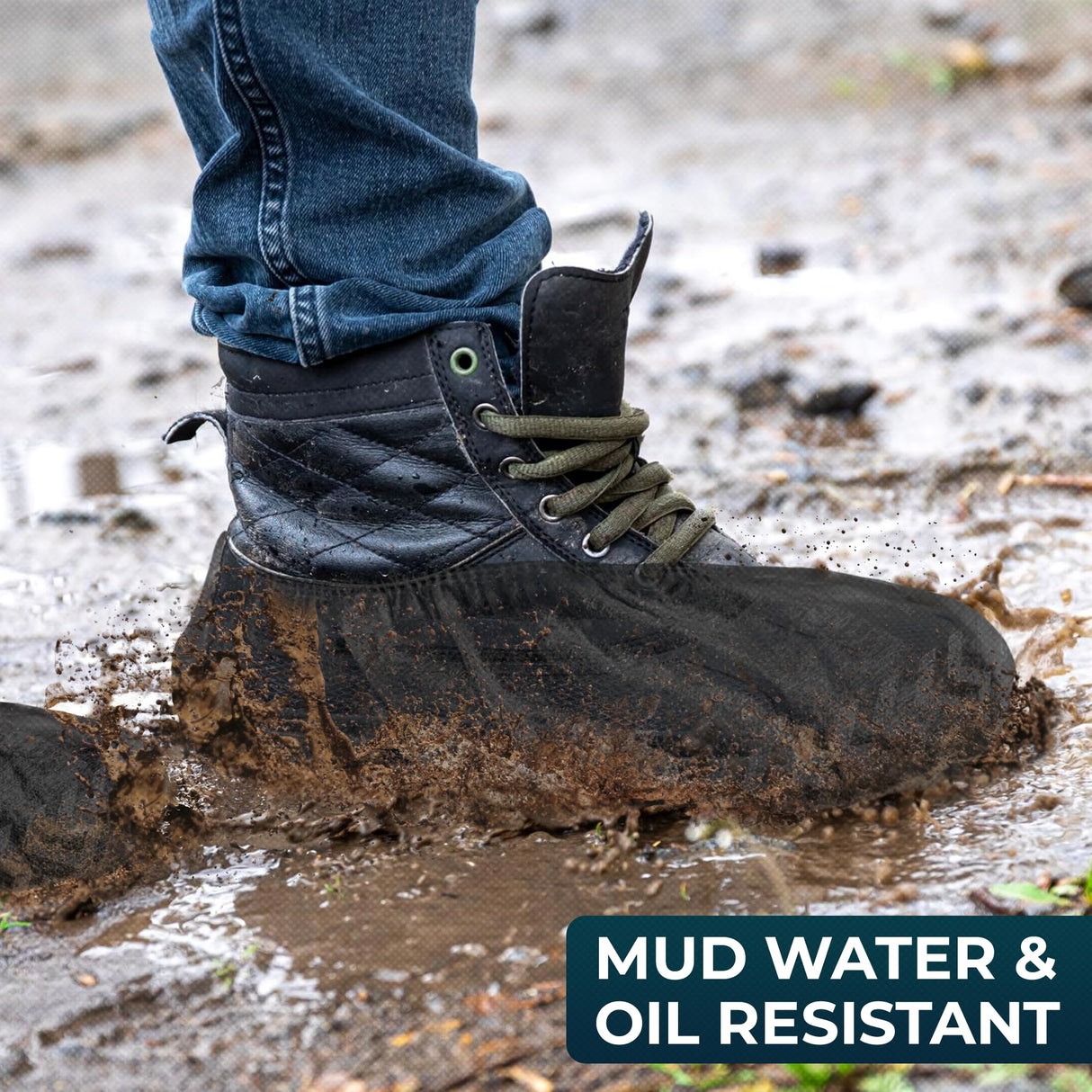 Premium Boot & Shoe Covers Disposable Booties - 200 Pack - Durable, Non-Slip, Non-Toxic, Water Resistant, Recyclable Protectors for Indoor & Outdoor - Large Size Fits Most Shoes