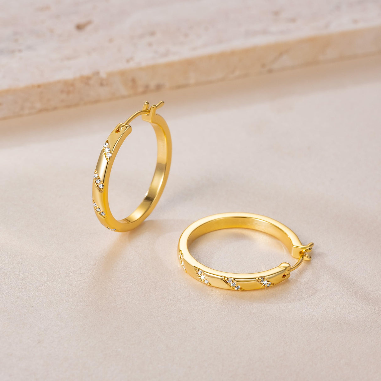 ELEBEST Gold Hoop Earrings for Women 14K Gold Earrings for Women 25mm