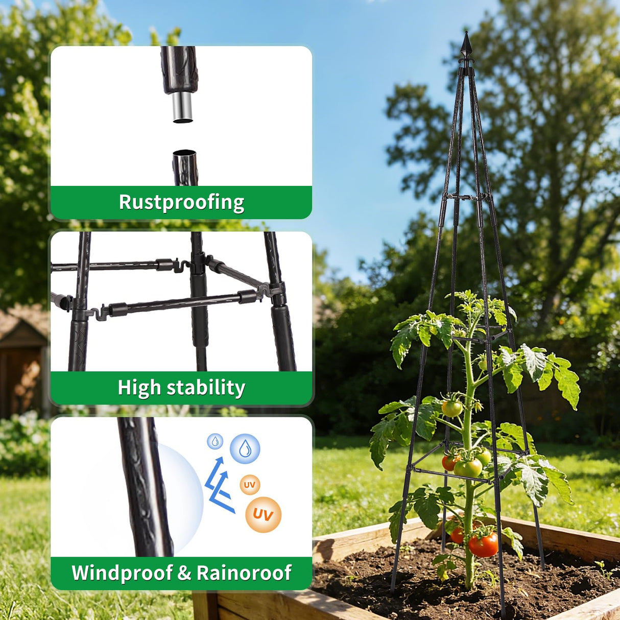 FOLLOOK Cucumber Trellis for Climbing Plants Outdoor, 67", Black, 1 Pack