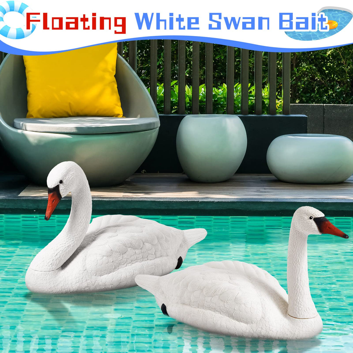Geetery 2 Pcs Swan Decoy Pond Floating Decoration, Bird Deterrent for Geese