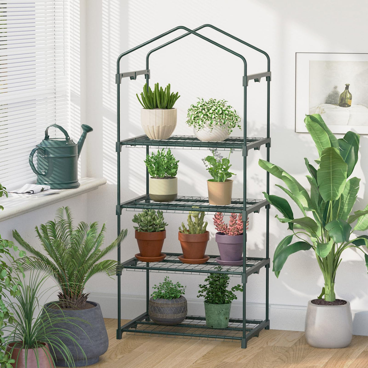 TianC beauty Greenhouse for Indoor Outdoor, Small Plastic Plant Green House 4-Tier Rack Stand Portable Greenhouses with Durable PE Cover for Seedling