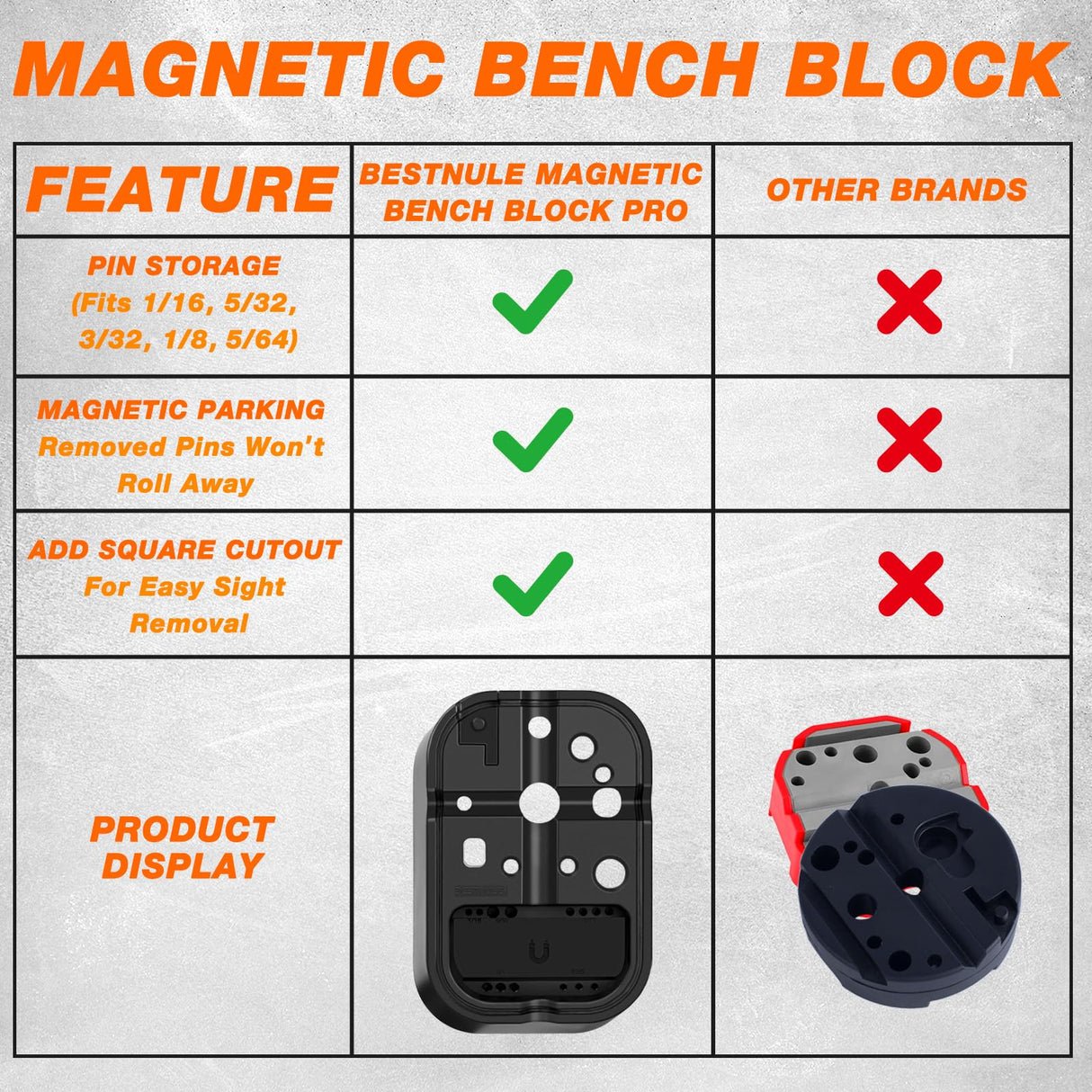 BESTNULE Punch Set, Pin Punches, Punch Tool, Roll Pin Punch Set, Made of High Quality Metal Material Including Punches and Hammer, Mechanical Repair Tool, with Organizer Storage Box (with Bench Block)