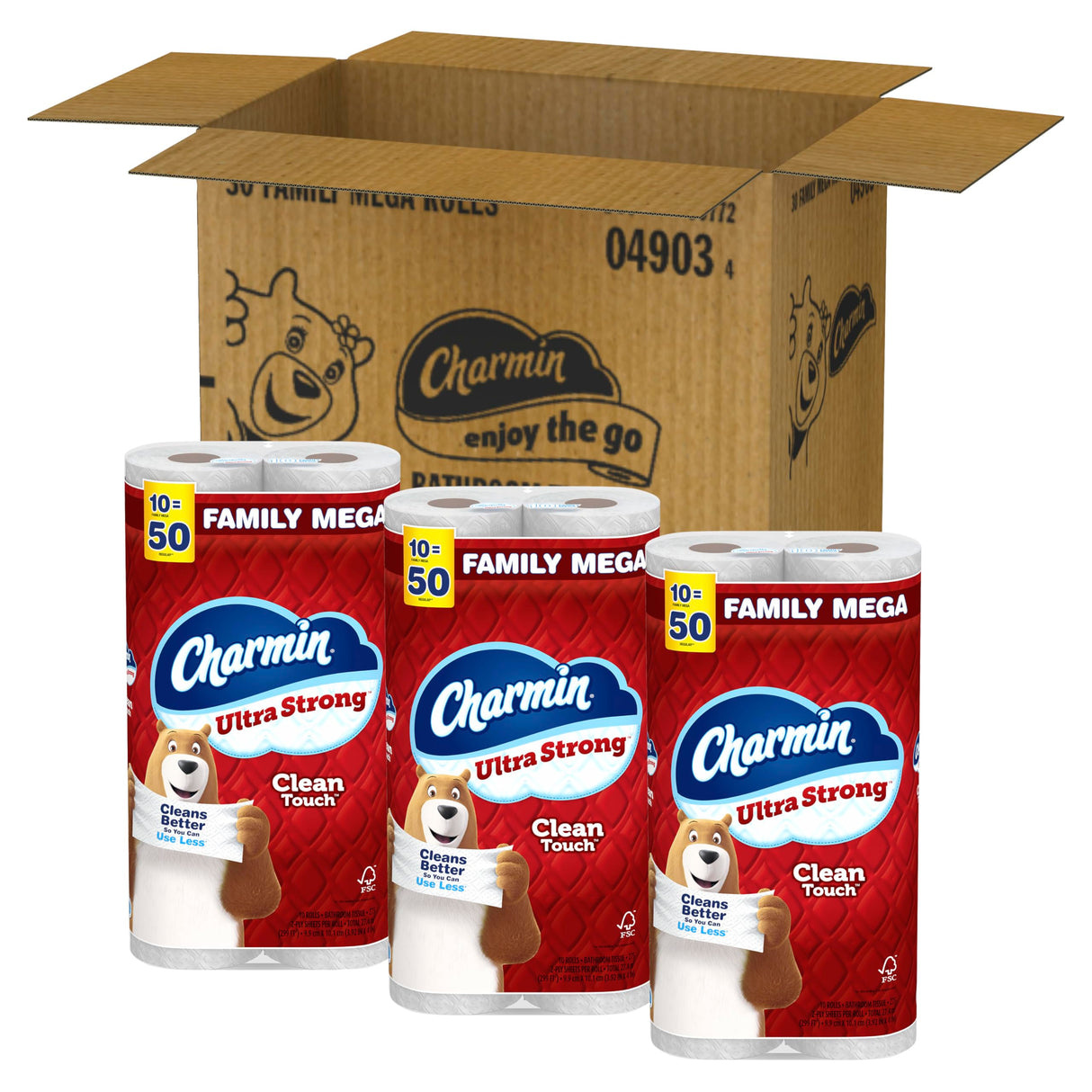 Charmin Ultra Strong Clean Touch Toilet Paper, 30 Family Mega Rolls = 150 Regular Rolls