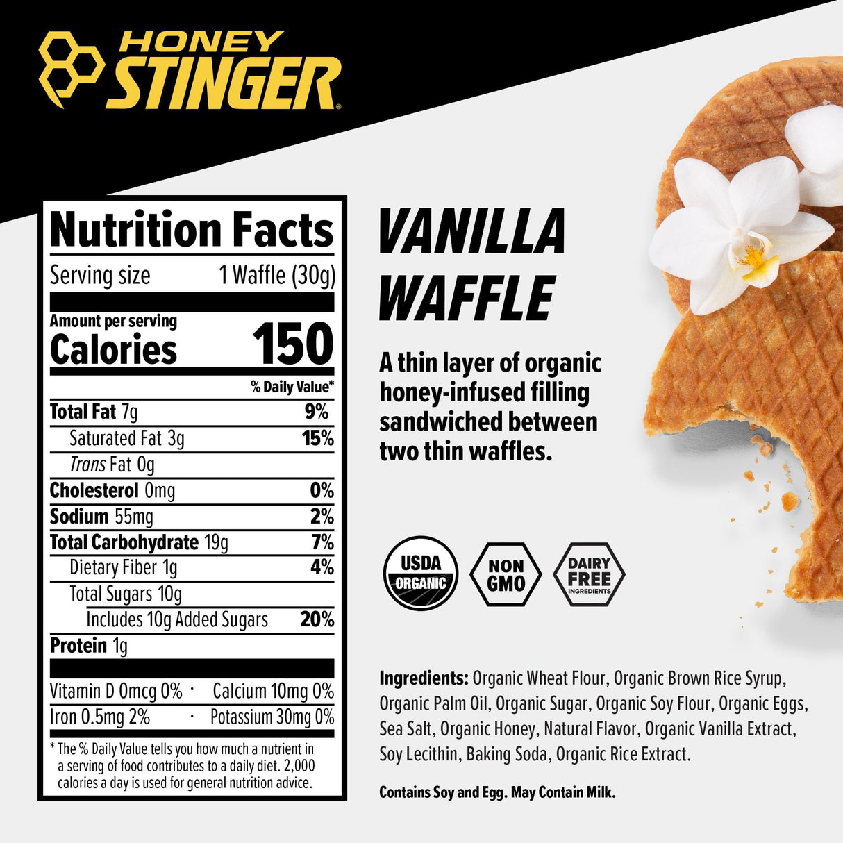 Honey Stinger Organic Energy Waffle Variety Pack, 12 Honey Waffles and 6 Vanilla, Nutritious Stroopwafel Snack for Exercise, Endurance and Performance