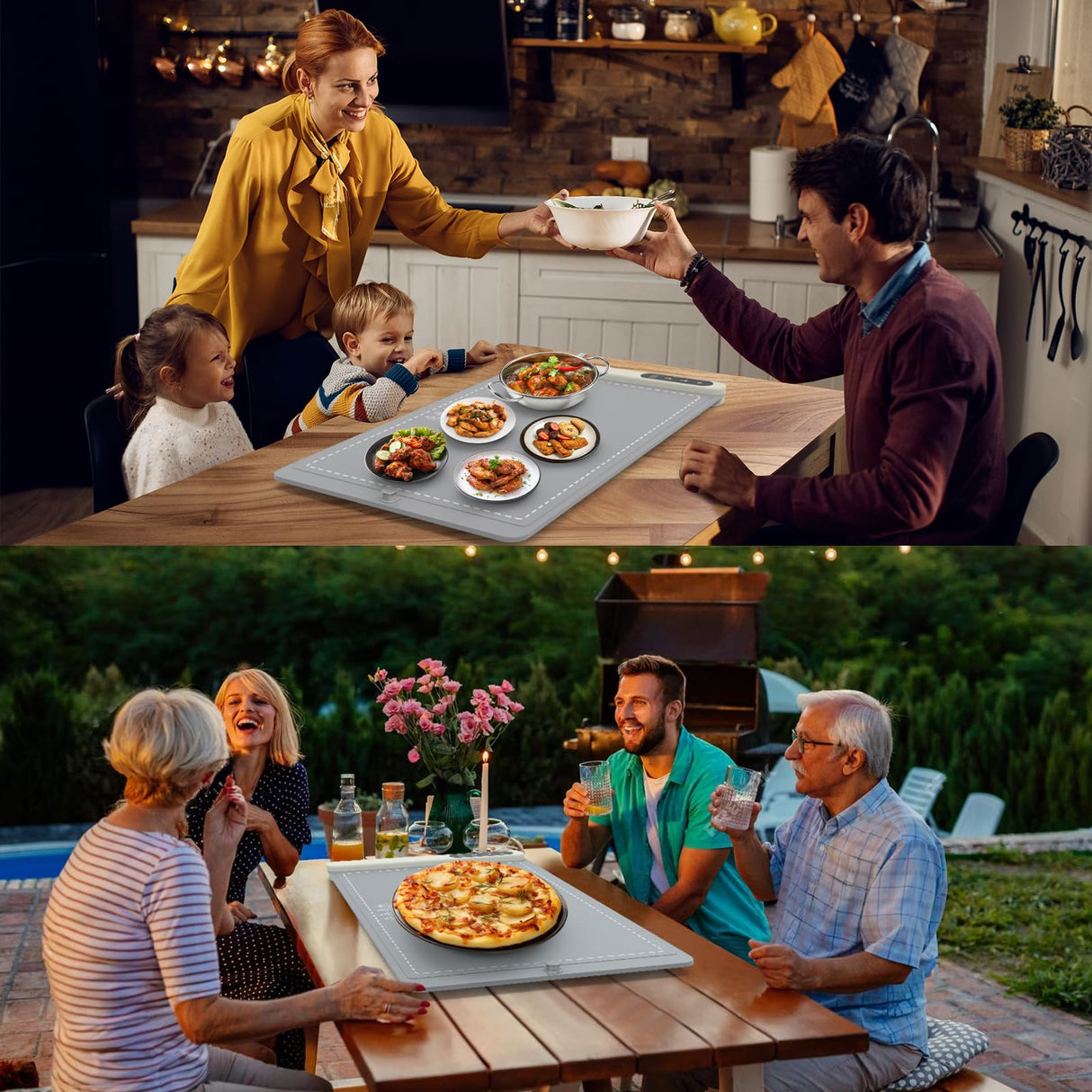 FYY Warming Mat for Food - Rapid and Full Surface Heating, 6 Temp Settings, 6H Timer, Rollable Portable Food Warming Mat, Ideal for Gatherings, Parties, Keep Meal Warm (X Large Size, Gray)