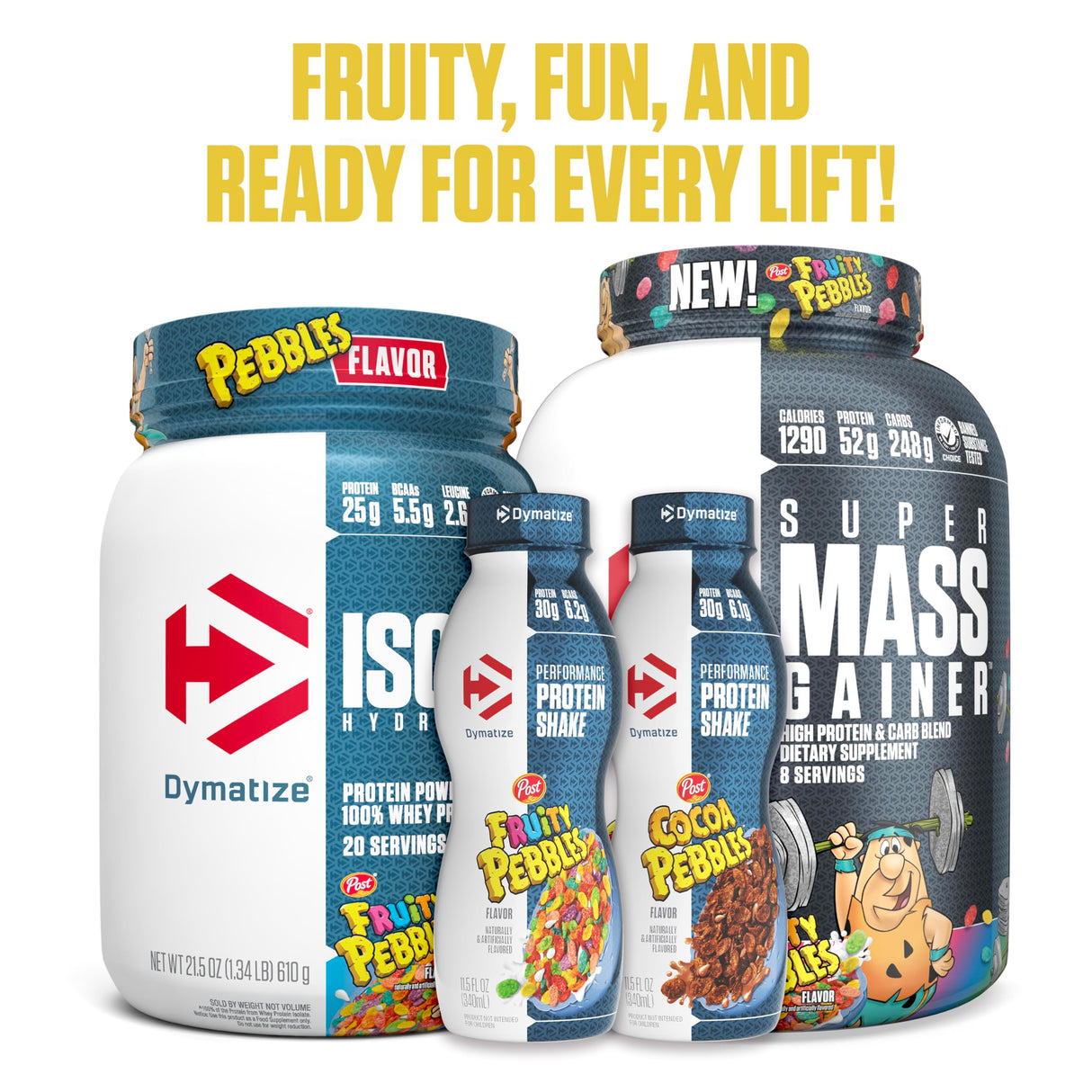 Dymatize x Fruity Pebbles ISO100 Whey Protein Powder Isolate, 25g of Protein, 5.5g BCAAs, 120 Cal., Gluten Free, 1g Fat, 1g Sugar, 2g Carb (75 Servings)