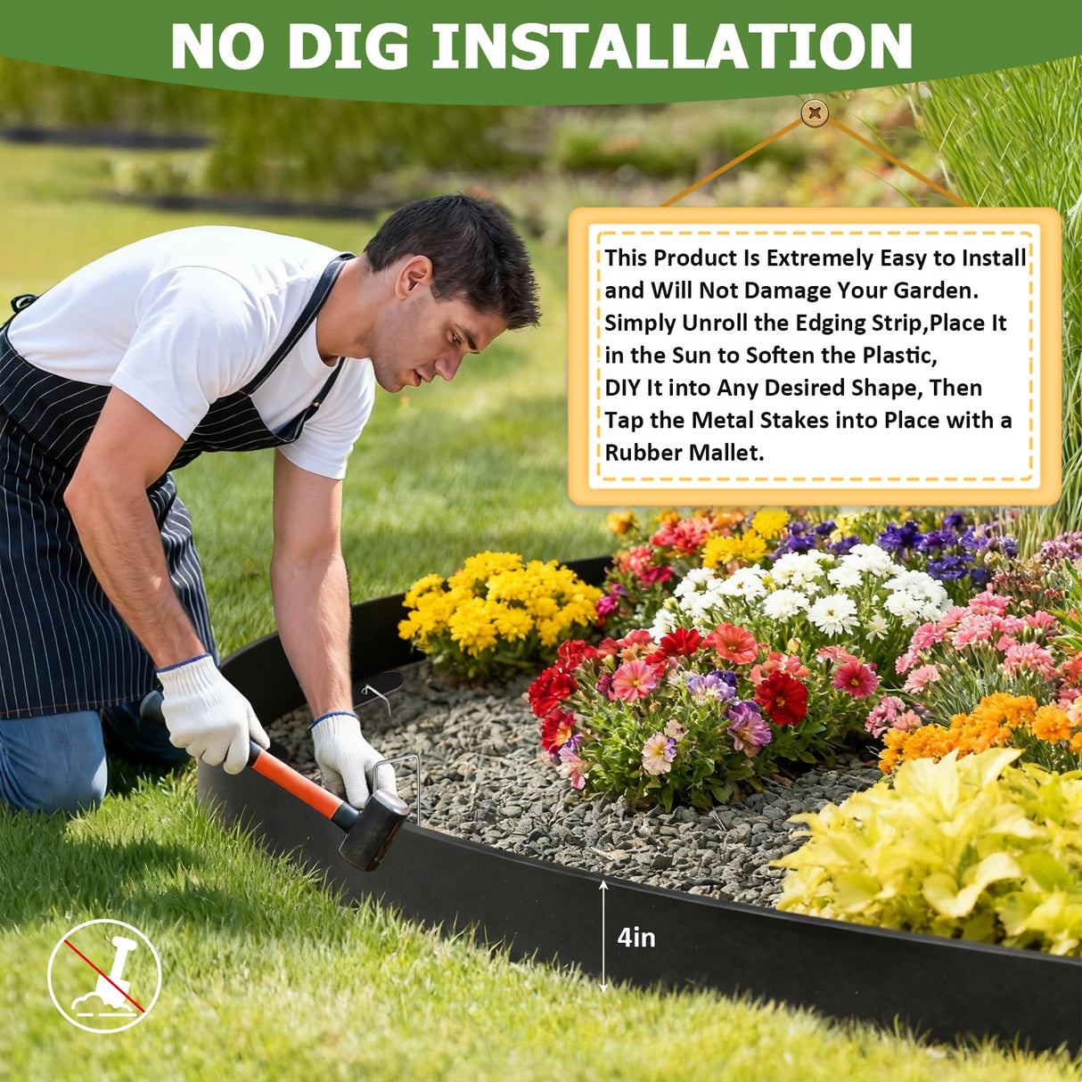 80FT Landscape Edging Border, 4 Inch Tall Plastic Garden Edging