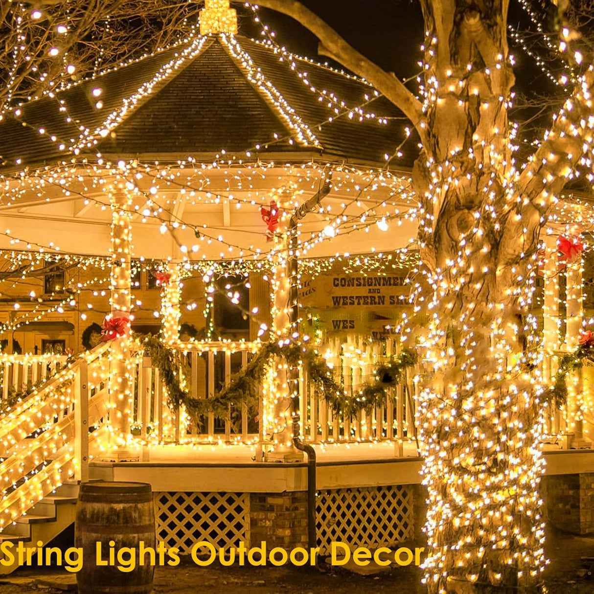 4 Pack 180FT Solar String Lights for Outside, Super Bright 320 LED Solar Christmas Light Outdoor Waterproof with 8 Modes, Green Wire Solar Twinkle Fairy Lights for Xmas Tree Party Yard (Warm White)