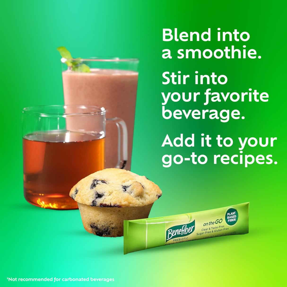 Benefiber On The Go Prebiotic Fiber Supplement Powder for Digestive Health, Daily Powder, Unflavored Stick Packs - 36 Sticks (Pack of 2)