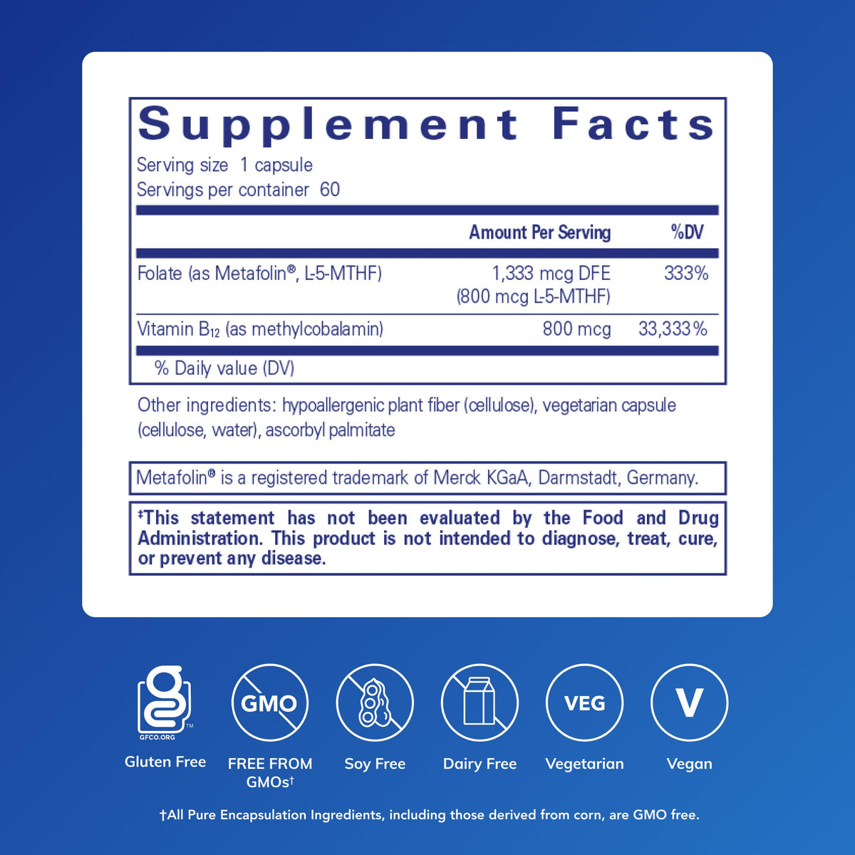 Pure Encapsulations B12 Folate, 60 Capsules