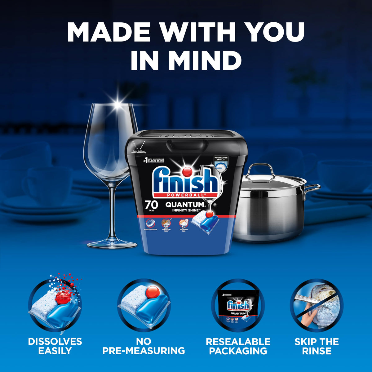 Finish Quantum Dishwasher Pods, Infinity Shine, Fresh Scent, 70ct