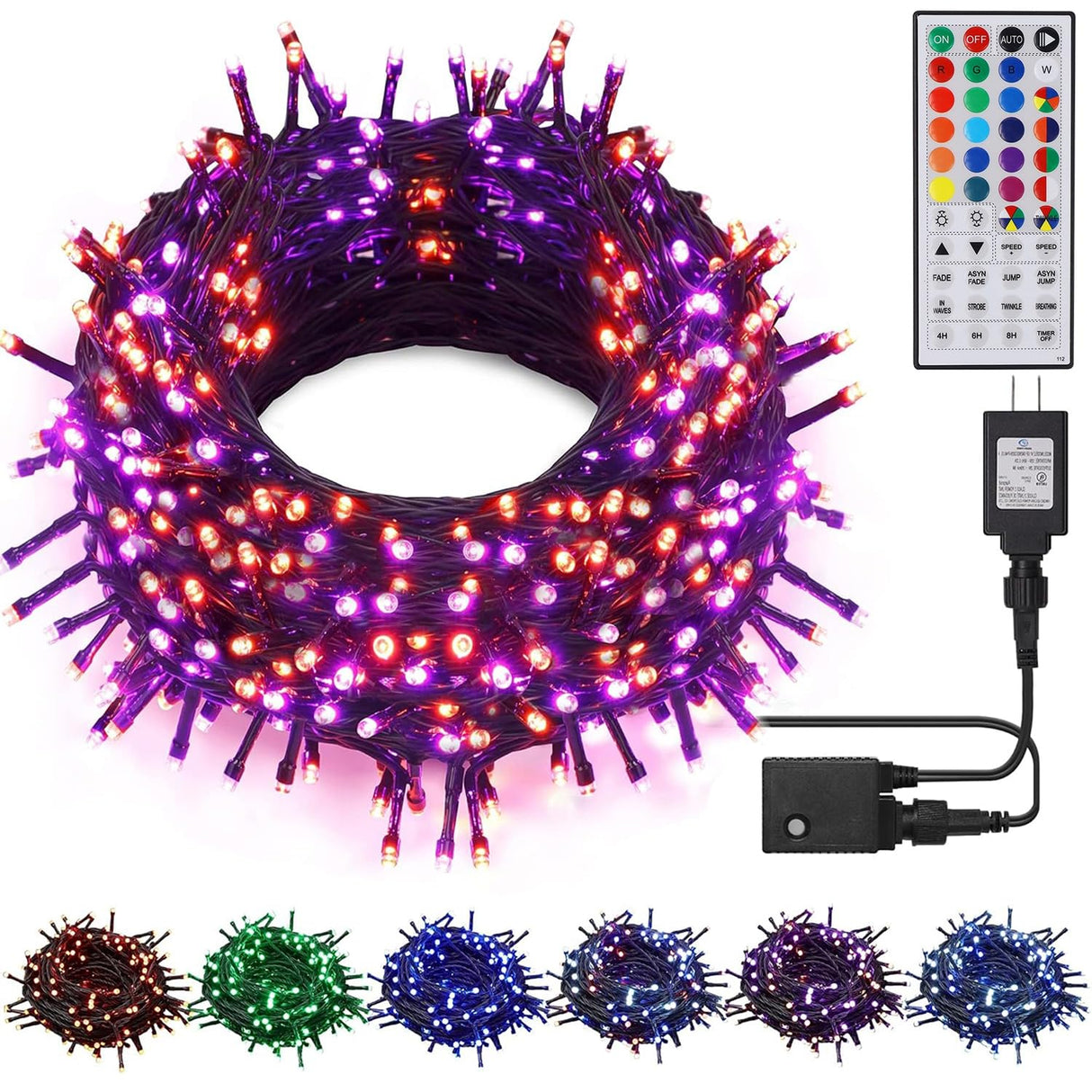 HOME LIGHTING 66ft Christmas Decorative Mini Lights, 200 LED RGB Changing 8 Functional Green Wire Fairy Halloween Lights with Remote Timer, Plug in Indoor Outdoor Xmas Wedding Party Decor