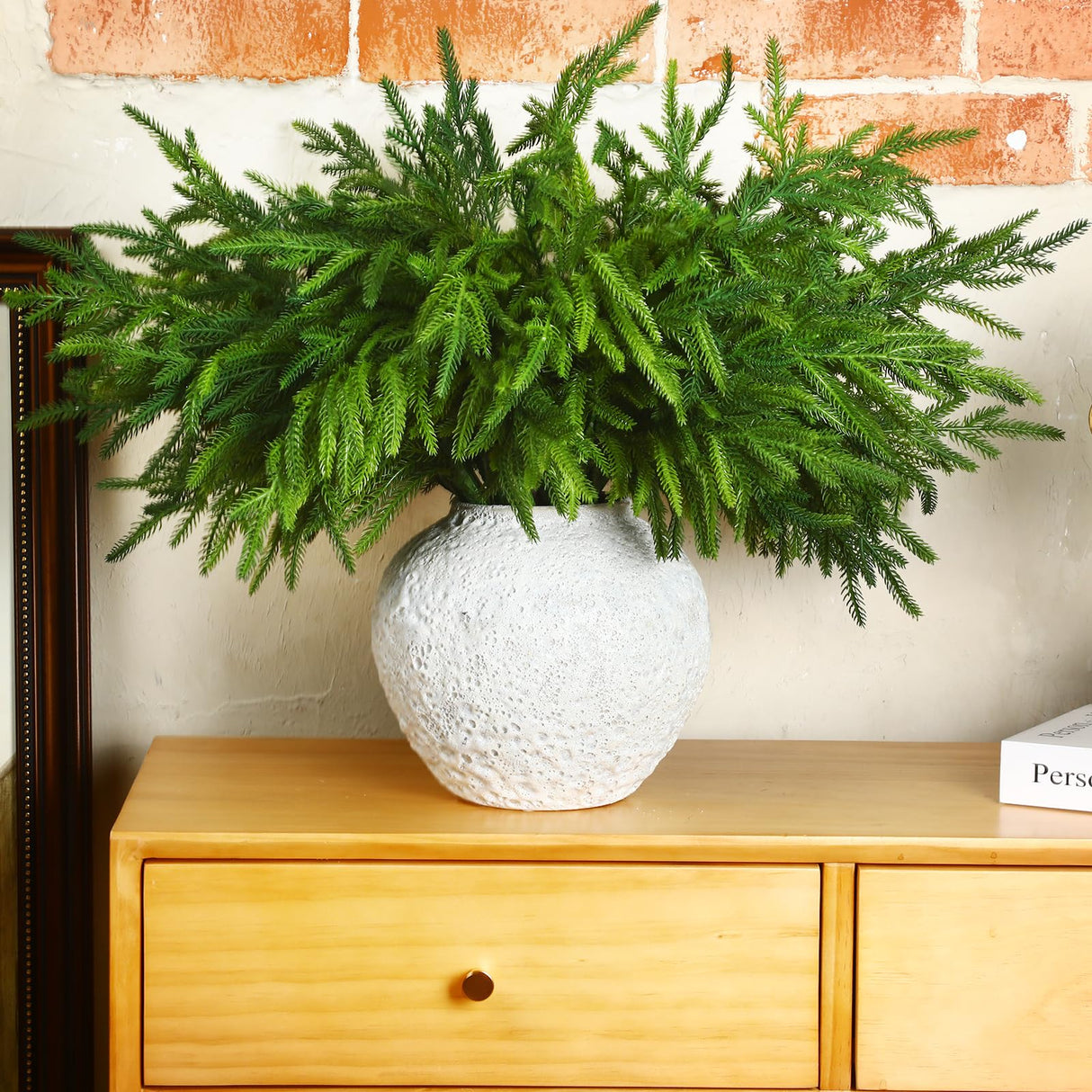 Jutom 12 Pcs 18 Inch Christmas Norfolk Pine Branches, Lifelike Bendable Non-Shedding Greenery Stems Faux Pine Picks for Christmas Mantel Centerpiece Garland Wreath and Holiday Decor