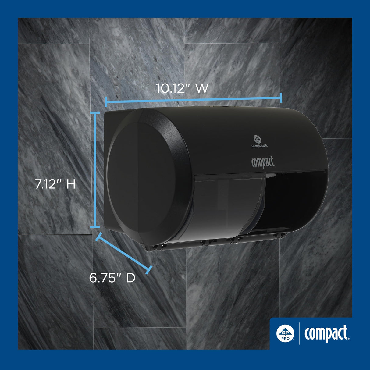 Georgia-Pacific Compact 2-Roll Side-by-Side Coreless High-Capacity Toilet Paper Dispenser by GP PRO (Georgia-Pacific); Black; 56784A; 1 Dispenser