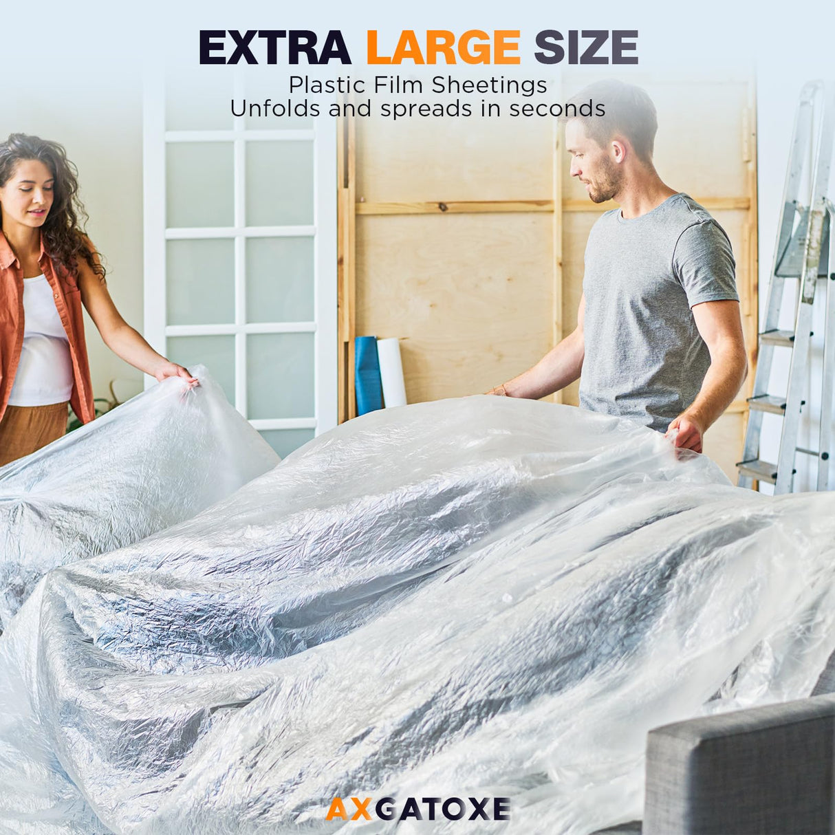 12 x 9 Ft Plastic Sheet Drop Cloths (20-Pack) - Disposable Painter's Sheeting & Tarps for Painting, Waterproof Painting Supplies, Dust Cover for Furniture/Couch/Floor Protection