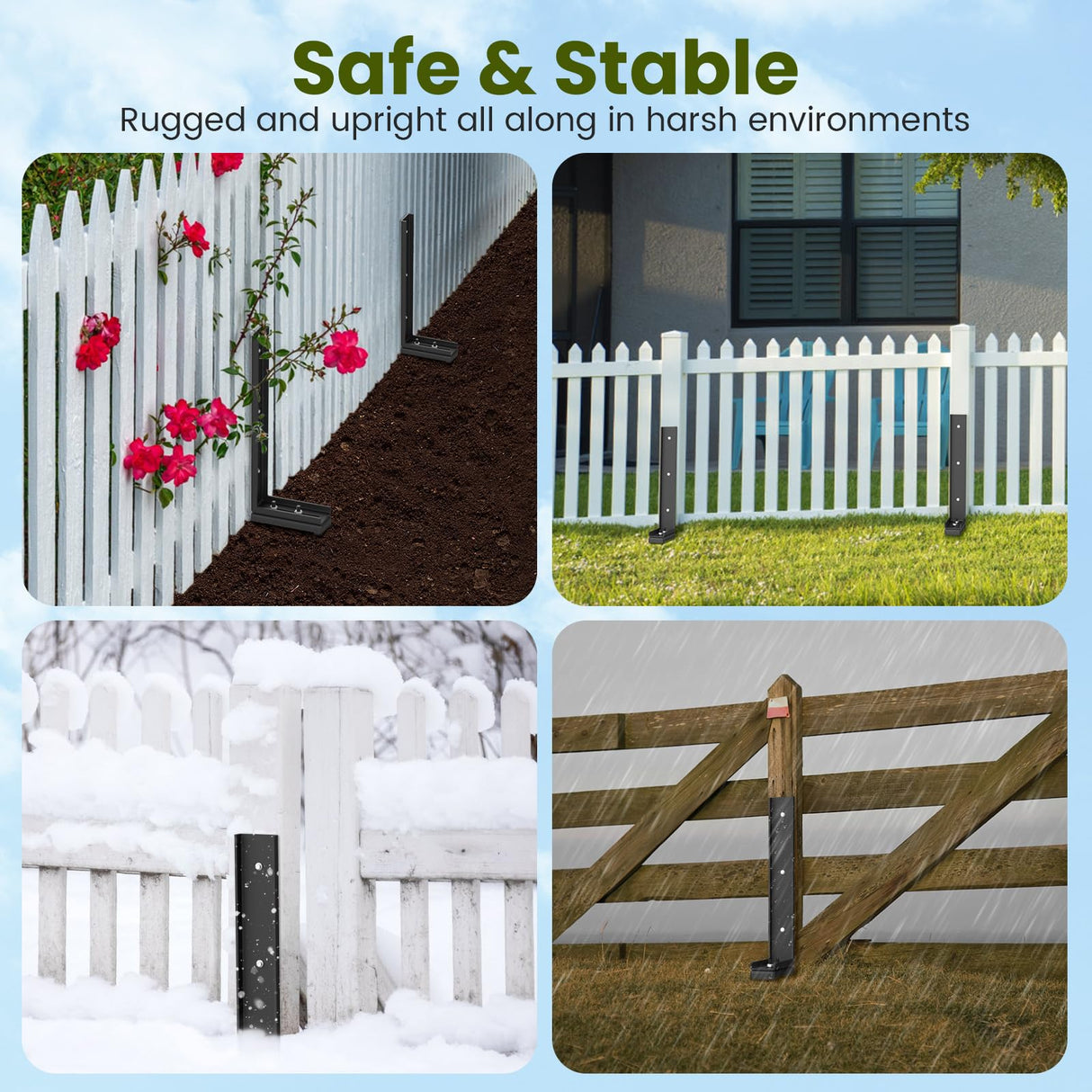 Housolution Fence Post Repair Kit,Separated Fence Post Anchor,1 Pack