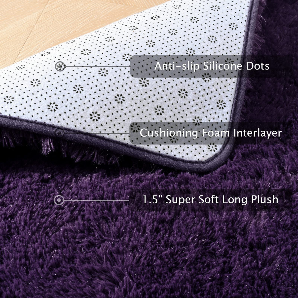 Softlife Rugs for Bedroom 4x5.3 Feet Purple Area Rug for Living Room Super Soft Shaggy Rugs for Dorm Fluffy Fuzzy Carpets Long Plush Bedside Rug Nursery Girls Boys Kids Room Home Christmas Decoration