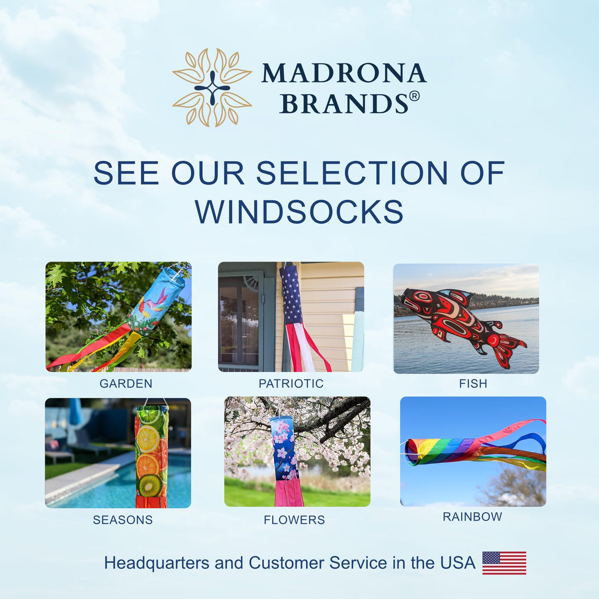 Madrona Brands Small Turtle Windsock 32 Inch | Durable Outdoor Hanging Wind Sock for Outside | Yard, Garden, Patio, Beach, Dock