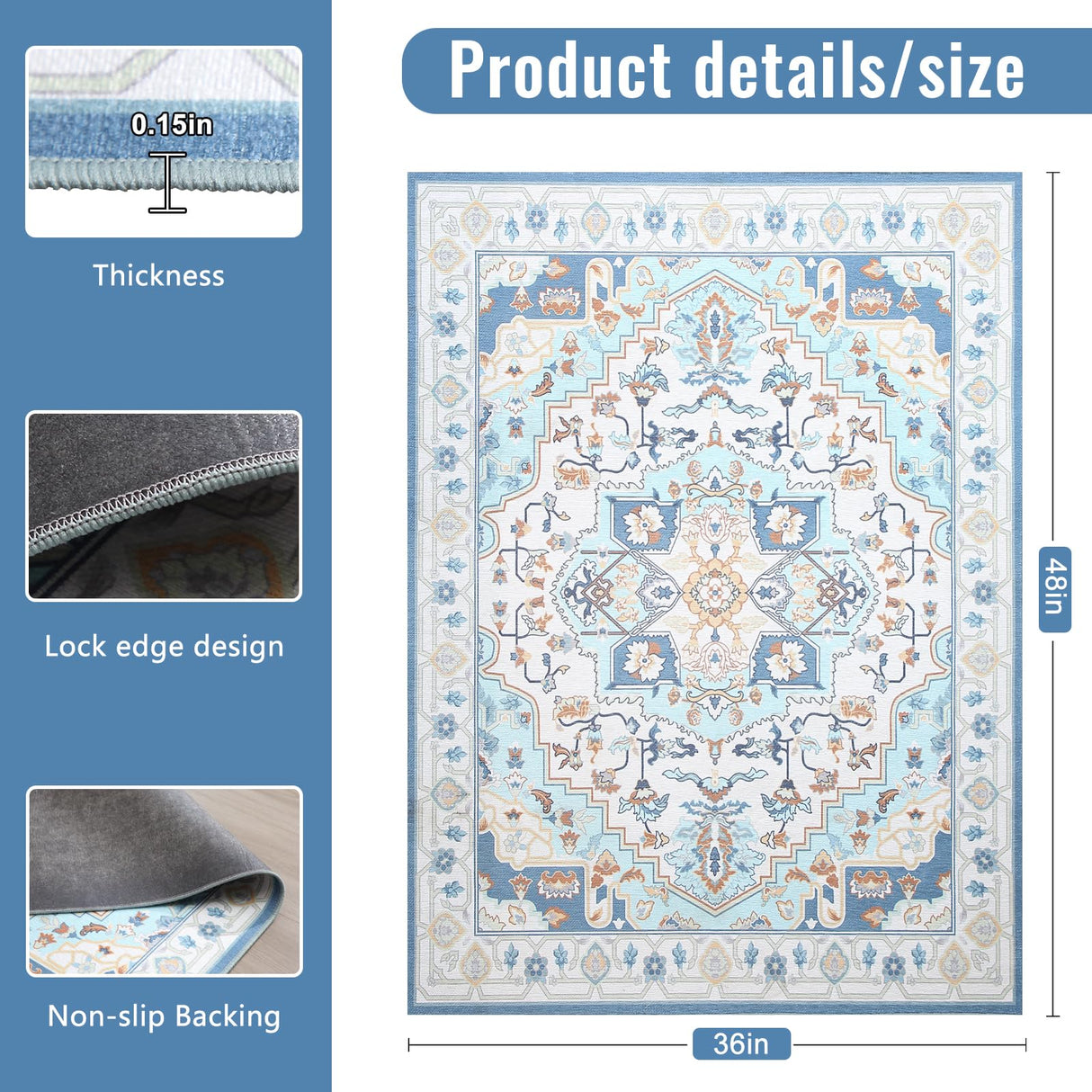 Office Chair Mat,36’’ X 48’’ Chair Mats with Non-Slip Backing,Modern Desk Chair Mat,Offices Chair Mats for Hardwood Floor,Office Rug Easy to Move,Floor Mat for Offices Chair Cleaned Easily