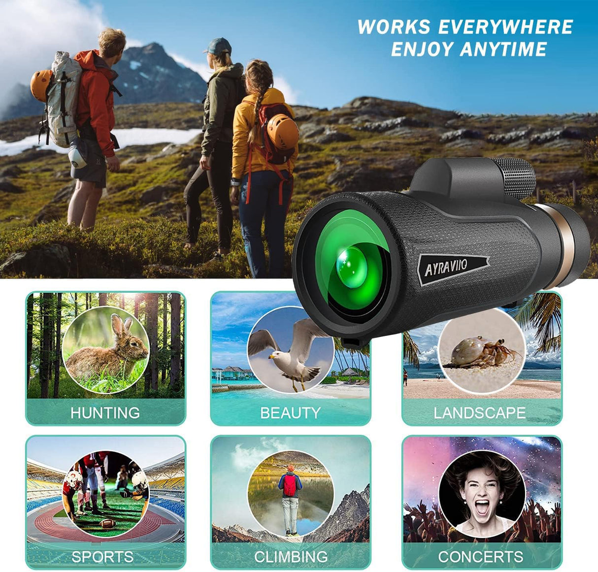 Birthday Gifts for Men Dad Husband Him, 12x60 Monocular Telescope with Smartphone Holder & Upgraded Tripod, High Powered SMC & BAK4 Scope, Gifts for Christmas, Outdoors Hiking Gifts