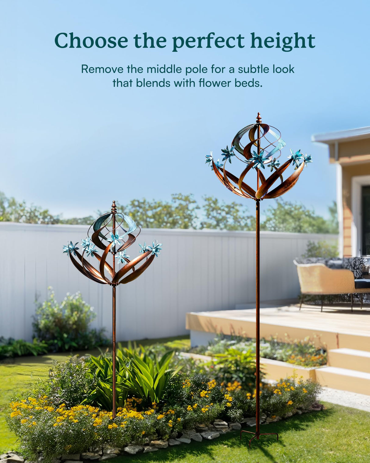 Cyan Oasis Wind Spinners Outdoor for Yard - Extra Large 86" H Metal Kinetic Yard Art, Wind Sculpture Spinner Garden Decor, Catches Every Breeze & Weather Resistant