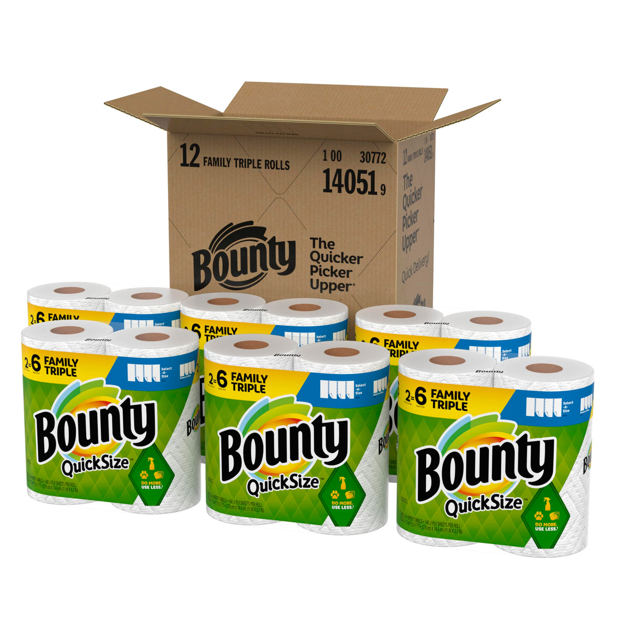 Bounty Paper Towels Quick Size, White, 16 Family Rolls = 40 Regular Rolls (Packaging May Vary)