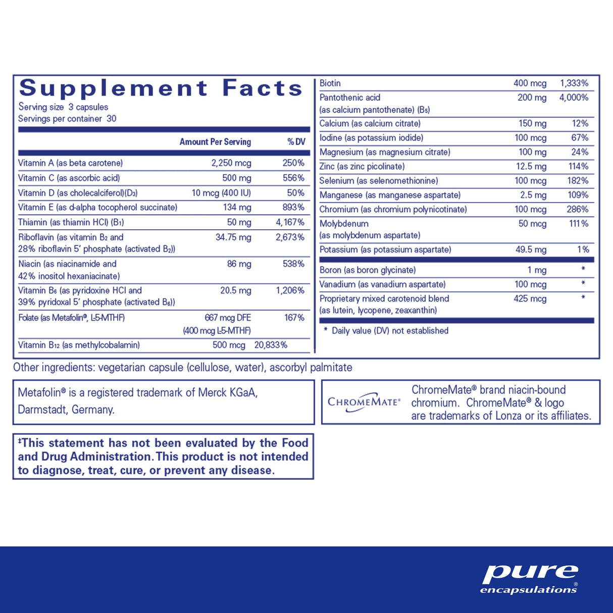 Pure Encapsulations Nutrient 950 Without Copper & Iron | Hypoallergenic Multi-Vitamin/Mineral Formula for Optimal Health | 90 Capsules