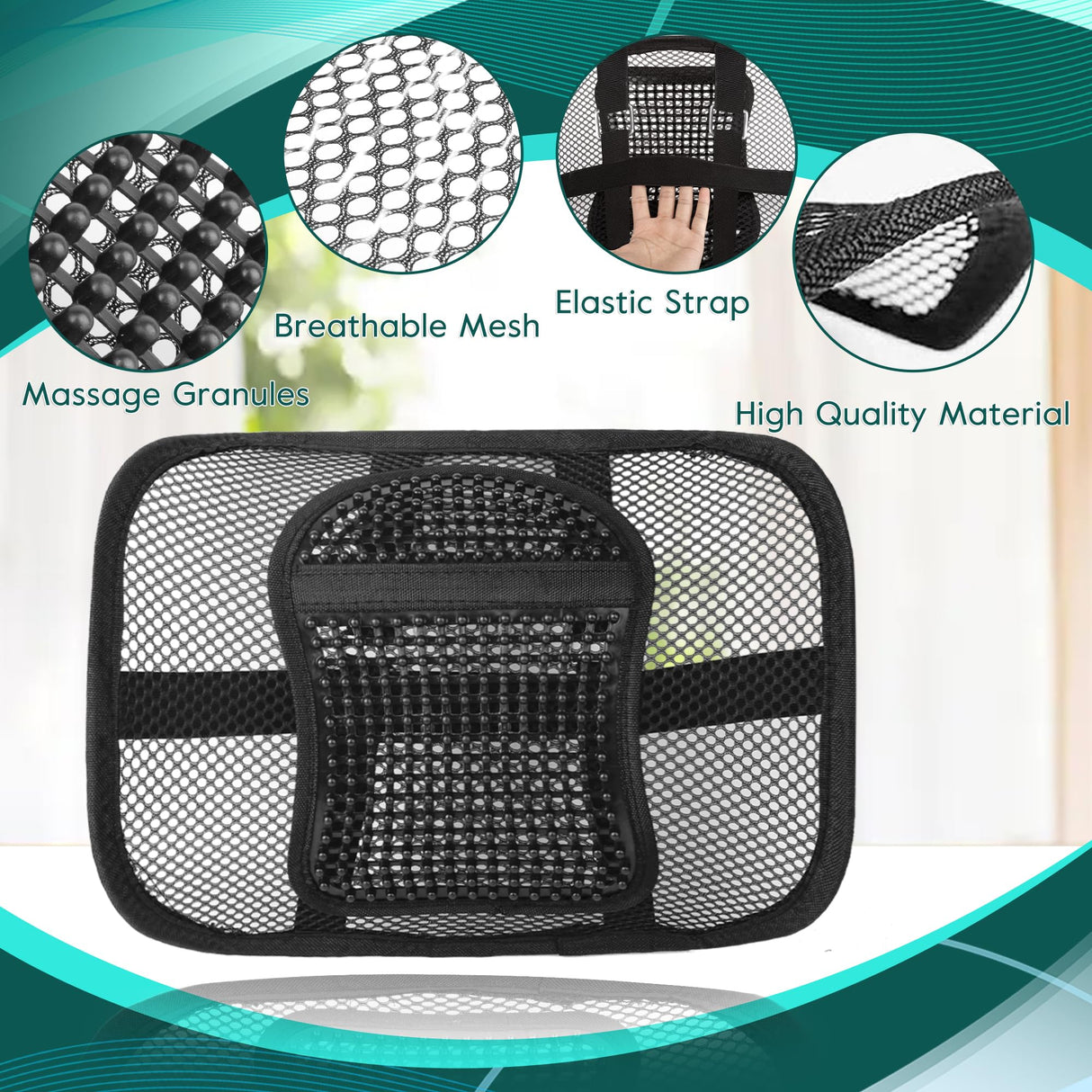 Samyoung Mesh Back Lumbar Support, Back Support Seat Cushion with Breathable Mesh for Office Chairs Car 12โ x 16โ