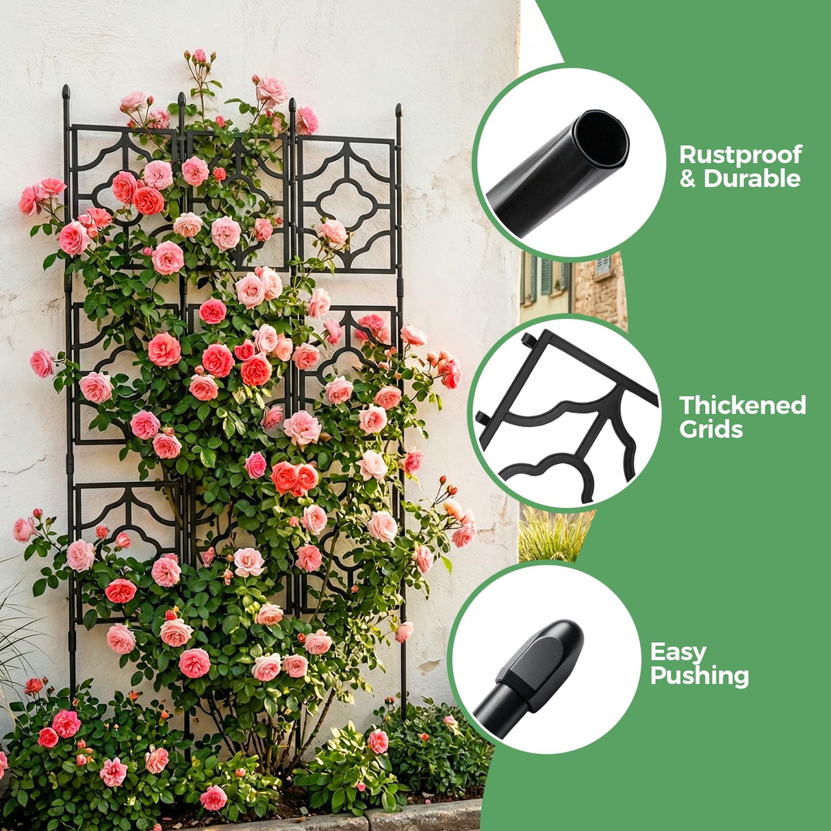 5.25FT Garden Trellis for Climbing Plants, Wall Trellis, 63 Inch Support Fence Climbing Plant Frame Outdoor and Indoor, Privacy Screen Plant Support Fence for Ivy Vines Vegetable Flower