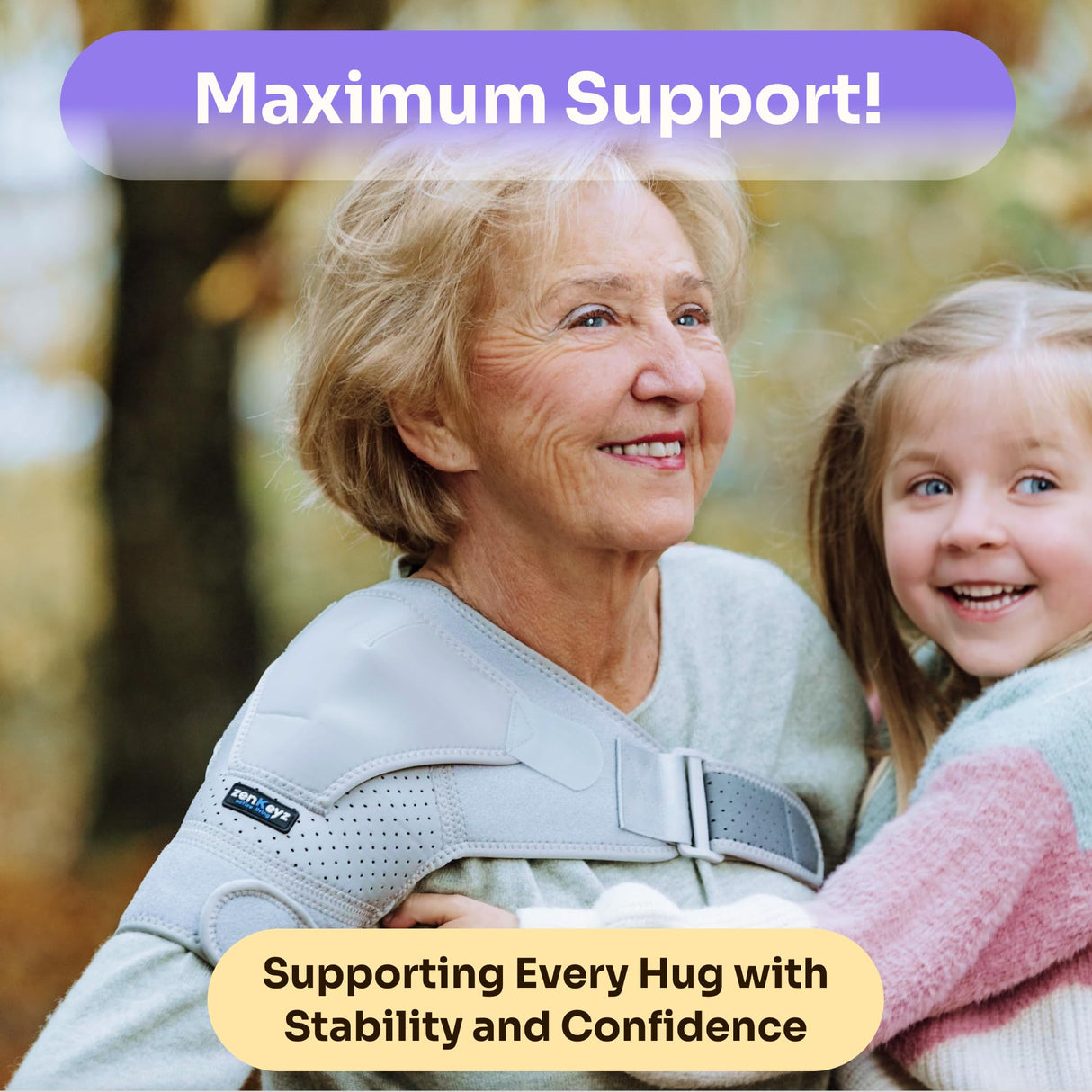 ZENKEYZ Shoulder Brace for Women & Men, Torn Rotator Cuff Shoulder Support, Neoprene Shoulders Compression Sleeve - Injury Pain Relief Arm Sleeves for Men & Women, Left & Right (Black, 2XL)