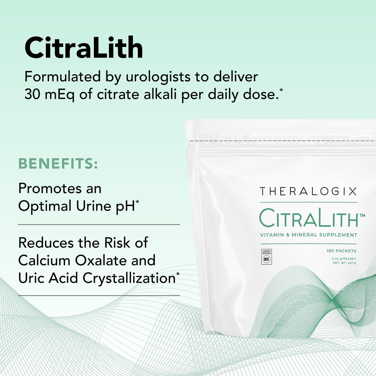 Theralogix CitraLith Vitamin & Mineral Supplement - 90-Day Supply - Kidney Health Support for Healthy Kidney Function - Includes Magnesium, Sodium, Potassium & Vitamin B6 - NSF Certified - 180 Packets