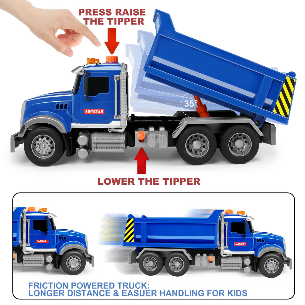 Dwi Dowellin Toddler Trucks Toys for Boys Age 3-5,Big Dump Truck with Lights and Sounds,Kids Boy Toys Christmas Birthday Gift Car