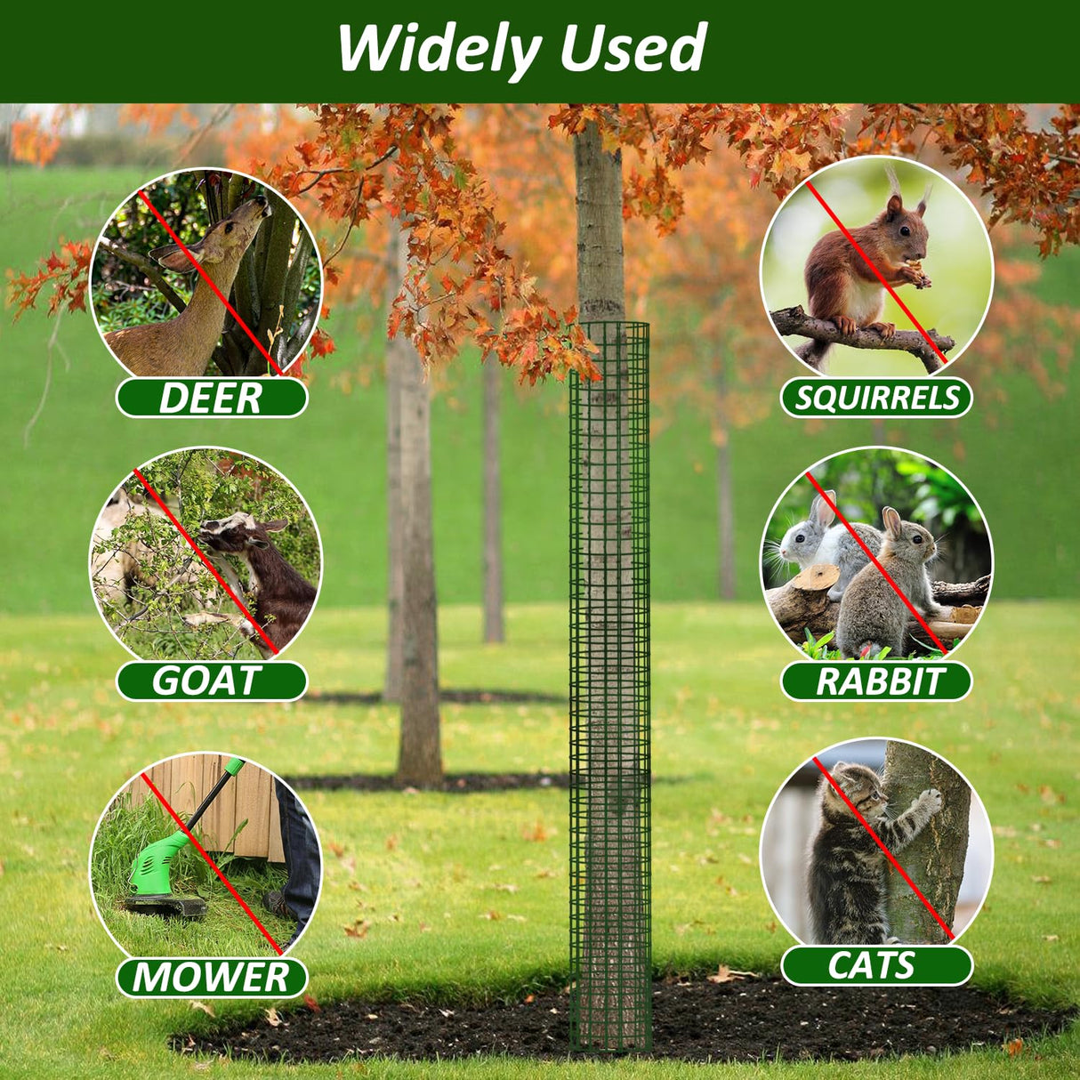 chicarry 48" Metal Tree Trunk Protector, 4 Pack Mesh Tree Guards Tree Protectors with Zip Ties, Stakes, ExpandableTree Trunk Protector Guard, Tree Protectors from Deer, Mower, Animals(48",4 Pack)