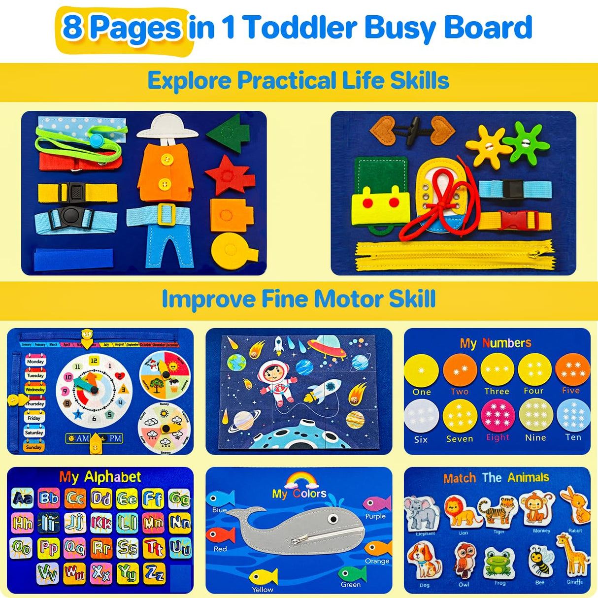 SYHLN Toddlers Montessori Busy Board Toys for 1 Year Old Boy Gifts, Educational Preschool Learning Travel Toys for Toddlers 1-3, One Year Old Boys Girls 1st Christmas Birthday Gifts Age 1-2-4