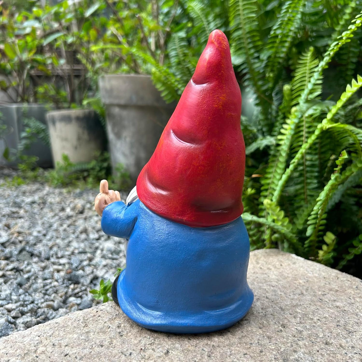 Middle Finger Gnome Statue 7.8in, Naughty Garden Gnome Statue Decoration and Lawn Ornament - Funny Garden Gnomes for Outdoor or Home Decor