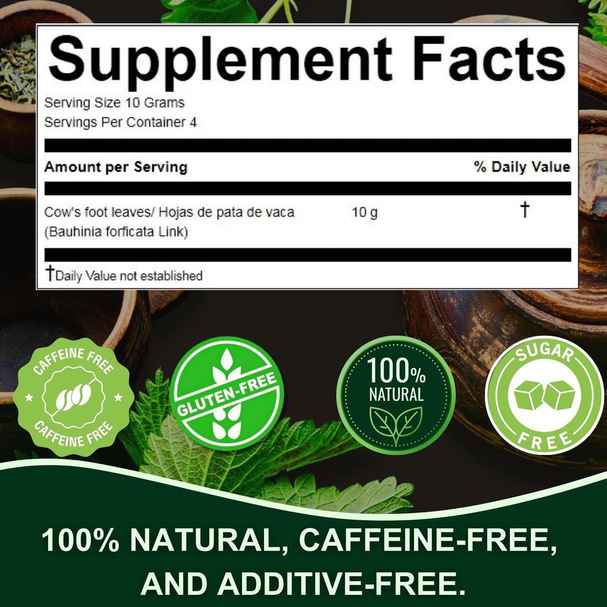 Hanan Pata de Vaca Tea Loose Leaf 40g or 1.4oz Cow’s Foot Leaves Herbal Tea from Peru Natural Plant Based Supplement