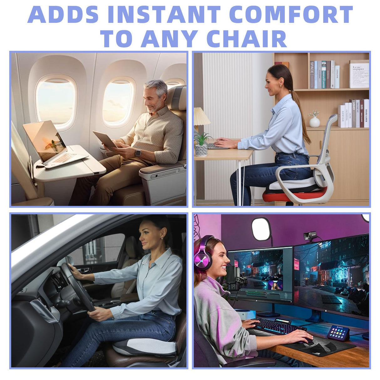 Seat Cushions for Office Chairs Wheelchair Cushion for Long Sitting Back Pain,Coccyx Cushion for Tailbone Pain Relief Cushion Office Chair Butt Pillow,Memory Foam Seat Car Computer Desk Chair Cushion