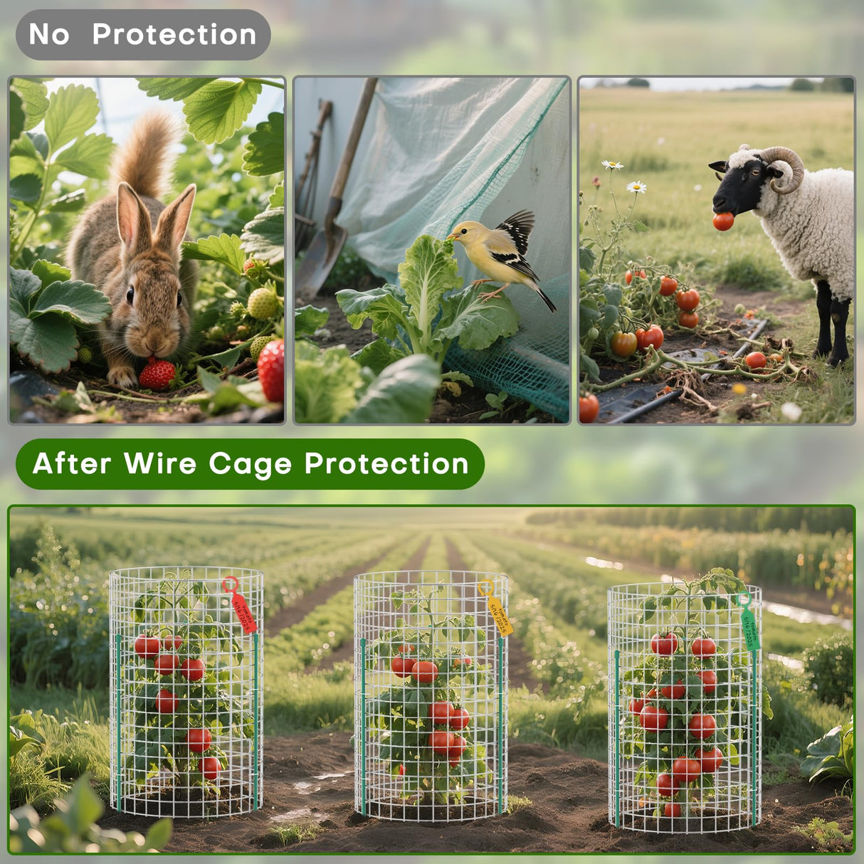 10 Set Plant Protectors from Animals, Galvanized Plant Cages for Outdoor