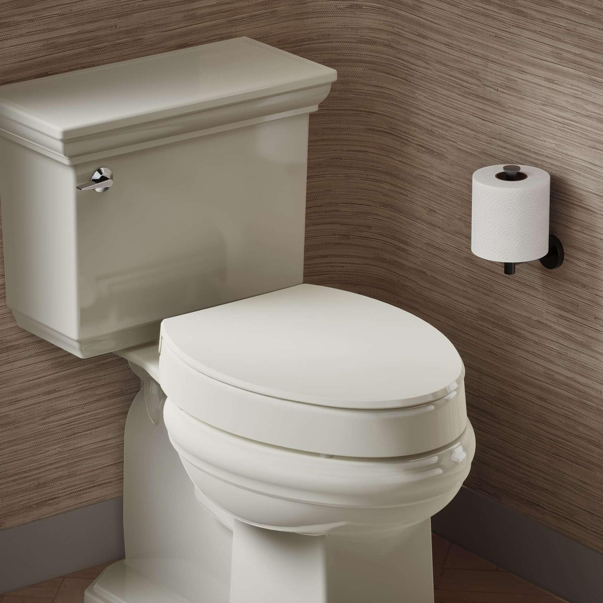 KOHLER 25875-0 Hyten 3" Height, Elevated Soft Close Elongated Toilet Seat, Contoured Seat with Grip-Tight Bumpers, Quick-Attach Hardware, No Slam Toilet Seat, White