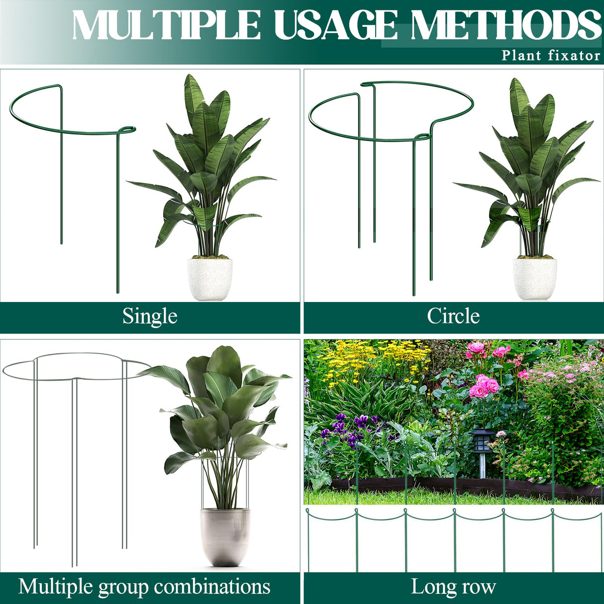 6-Pack 31.5” Plant Support Stakes, Steel Plant Cage & Peony Tomato Hydrangea Cage, Garden Stakes for Outdoor Plants, Heavy-Duty Plant Stakes, 16.7” Support + 14.8” Extension Tubes