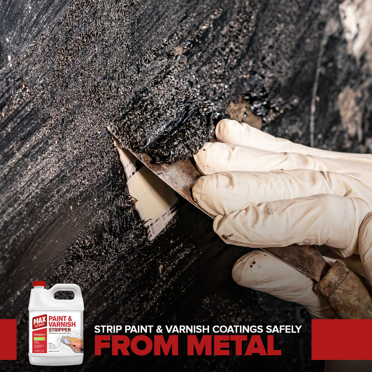 MAX Strip Professional Strength Paint and Varnish Stripper - 1 Gallon - Strips Paint, Latex, Polyurethane, Shellac, Varish, Acrylic and More - No Methylene Chloride No NMP Powerful No Drip Gel Formula