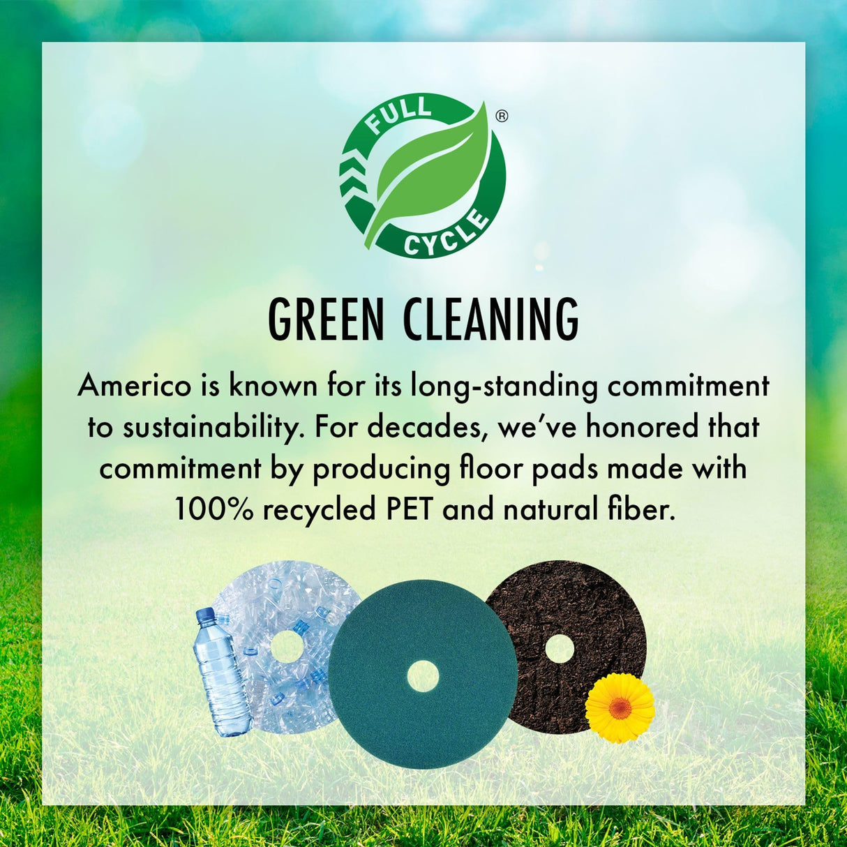 Americo Red Buffer Floor Pad, for Light Cleaning and Buffing, 14"x20", 5 Pads/Case, Made of 100% Recycled Content, USA Made