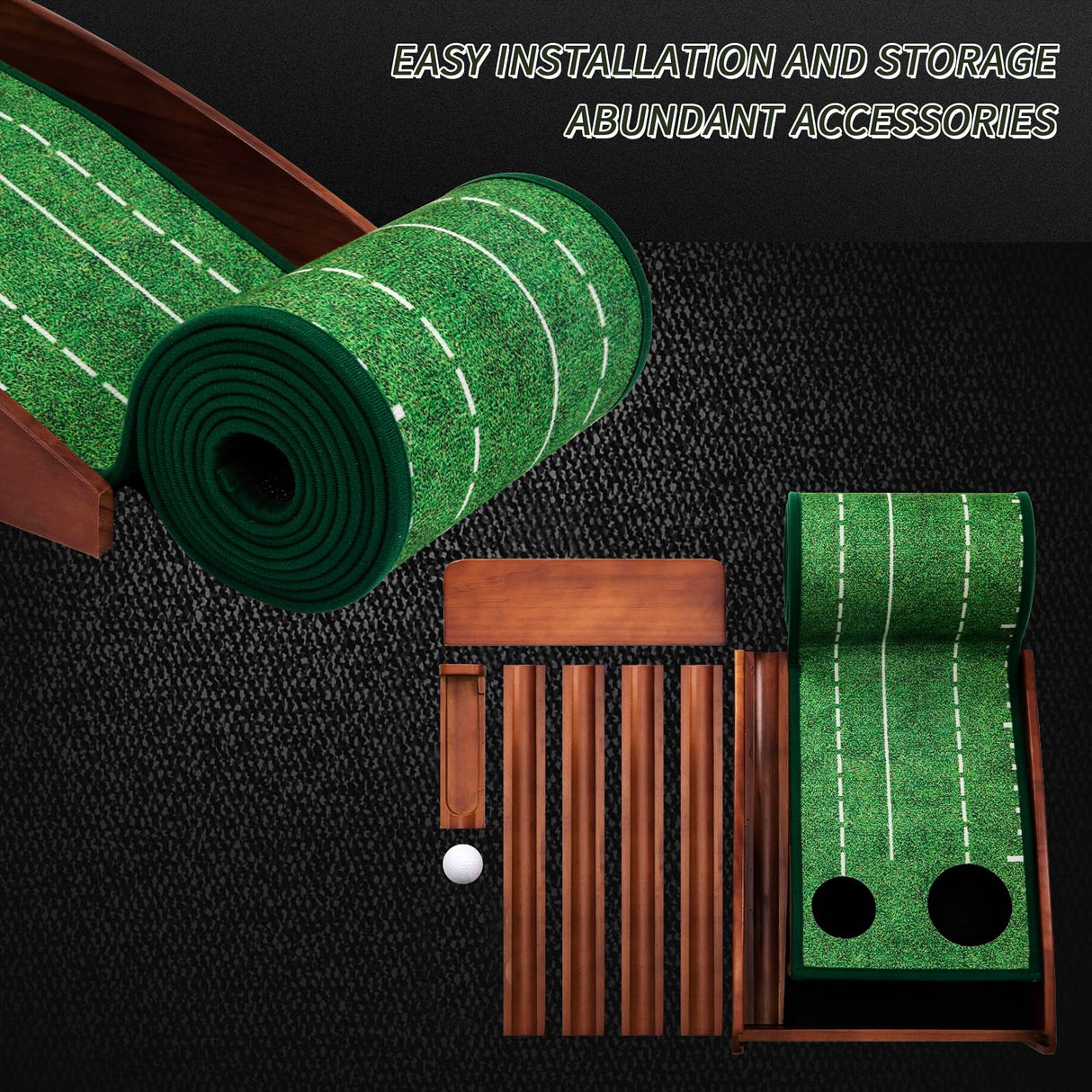 YOUCZON Putting Green Indoor/Outdoor Golf Putting Mat with Auto Ball Return – Premium Crystal Velvet Surface, Durable Practice Putting Green, Perfect Training Aid & Gift for Golf Lovers Christmas