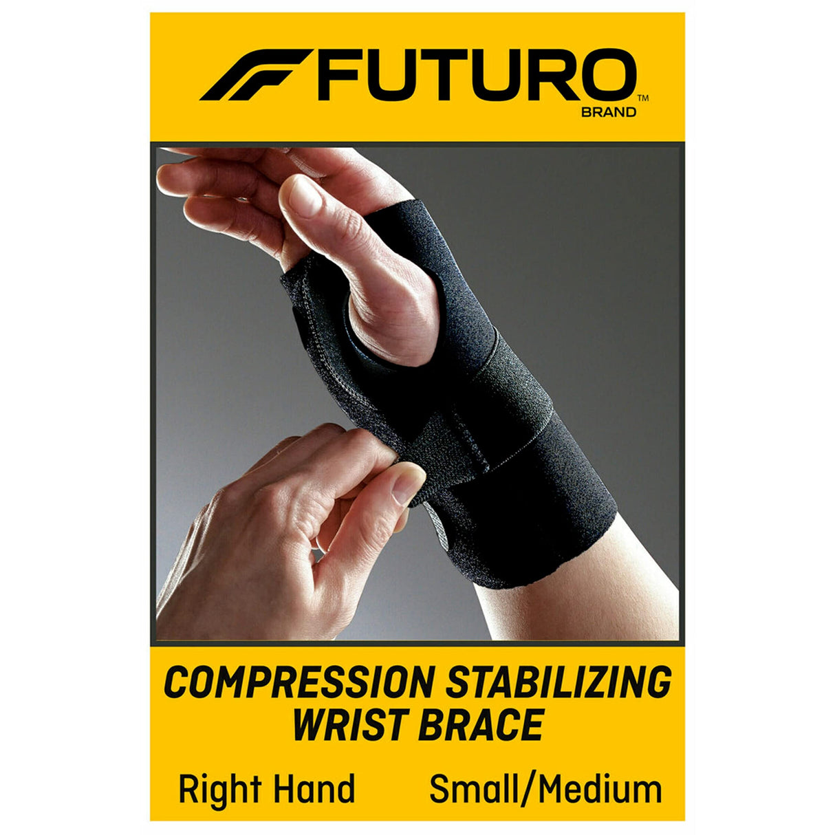 FUTURO Compression Stabilizing Wrist Brace, Right Hand, Small/Medium Size, Provides Support to Injured Wrists, Easy-to-Use Design, Three Straps Provide a Customizable Fit (48400ENR)