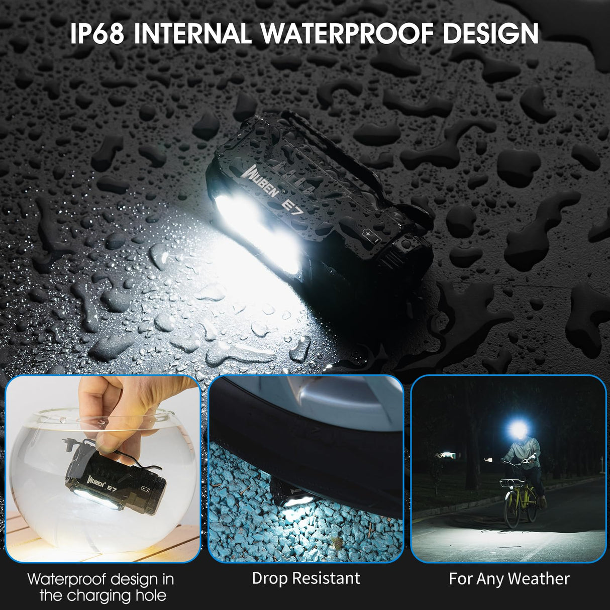 WUBEN E7 EDC Flashlight, 1800 Rechargeable Lumens Mini Flashlight, Super Bright Small Flashlight, 6 Modes IP68 Built-in Waterproof Handheld Flash Light for Emergencies Camping Hiking
