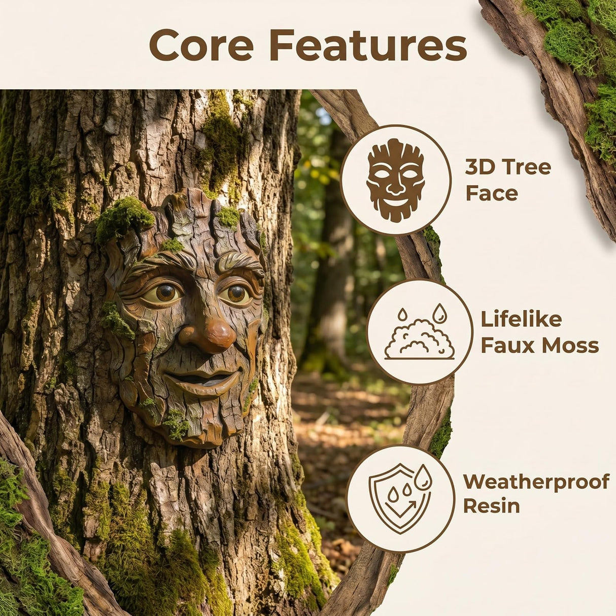 FmnyYaid Whimsical Tree Face Outdoor Statues Garden Decoration, Old Man Resin Statue Outdoor Tree Hugger for Yard Art, Trees Decorations Outdoor Wallmounted Statue
