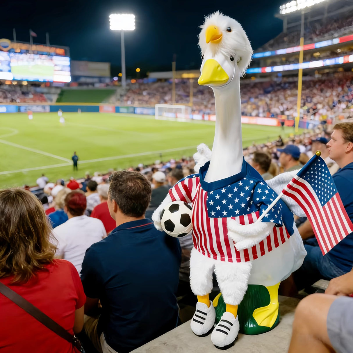 Soccer Porch Goose Outfits, Football Geese Duck Statues Clothes Art Decor