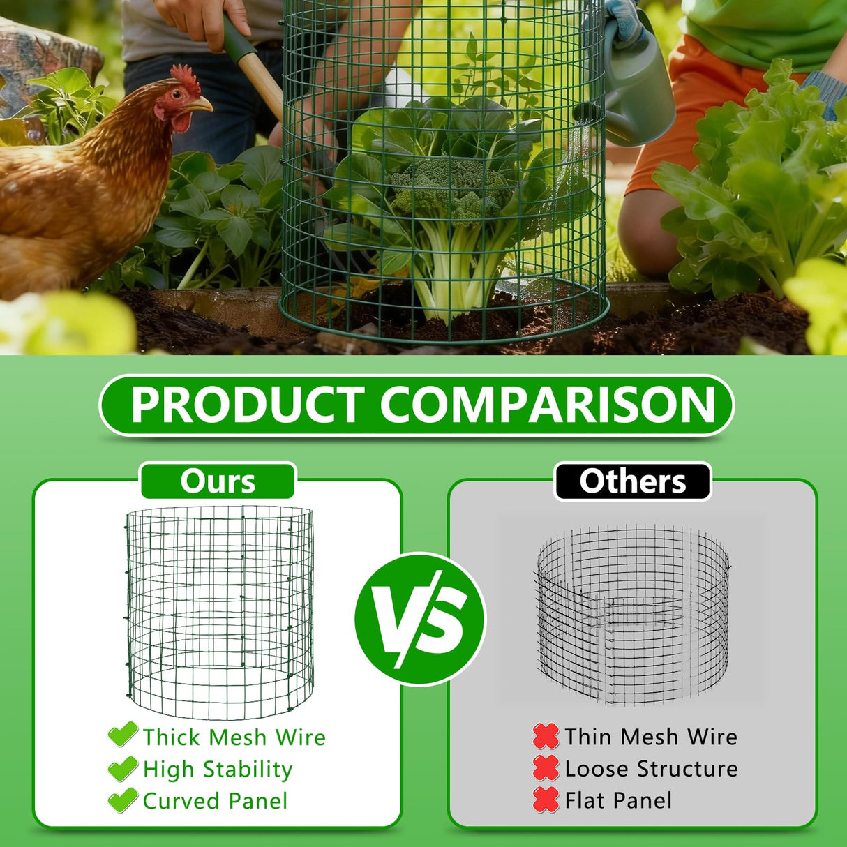 6 Pack 12x16 Inch Plant Protector Cages, Metal Garden Cages for Animals