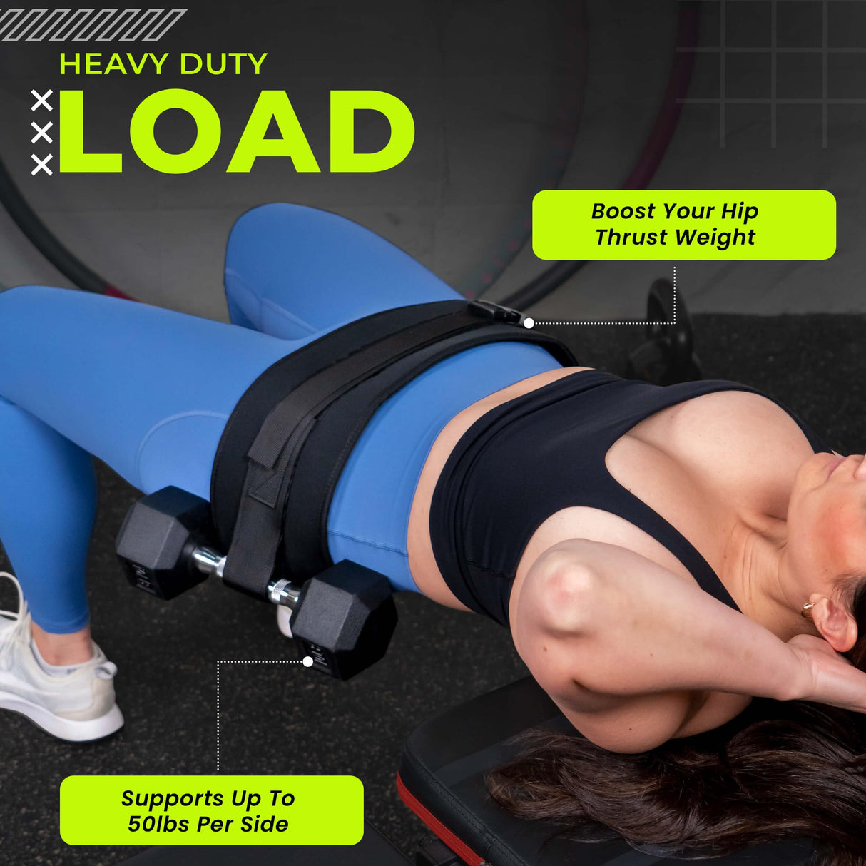 Exercise Hip Thrust Belt โ Supports 100lbs โ Adjustable, Durable & Slip-Resistant for Dumbbells, Kettlebells & Plates โ Glutes Workout Equipment for Home & Gym โ Comfortable & Portable Booty Builder