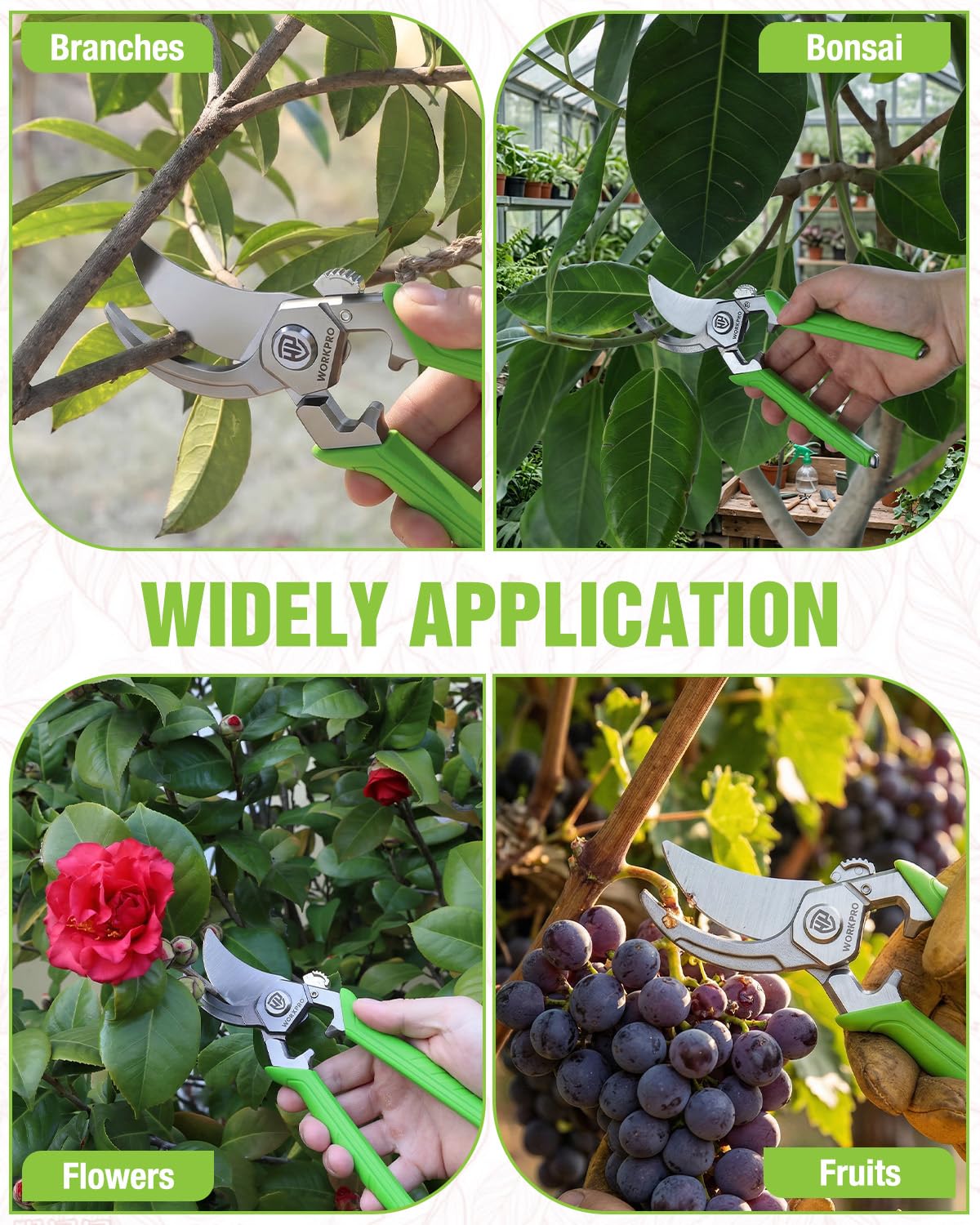 WORKPRO 8.5" Bypass Pruning Shears, Professional Forged Garden Shears